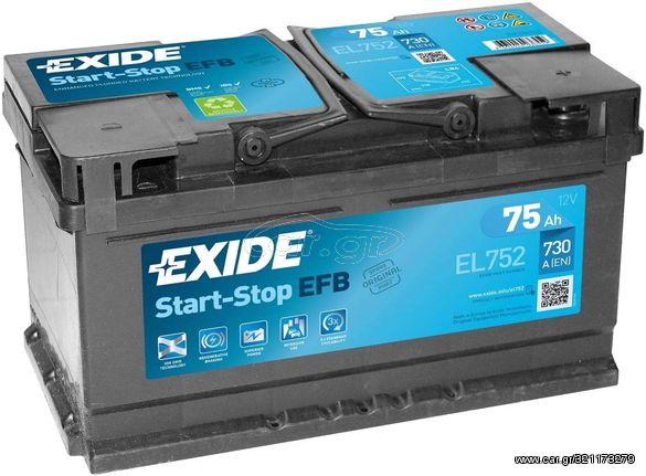 Μπαταρία αυτοκινήτου Exide EL752  EFB  , 75Ah start-stop