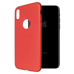 Okkes Leather Texture Series TPU Θήκη για Apple iPhone X/XS - Κόκκινο