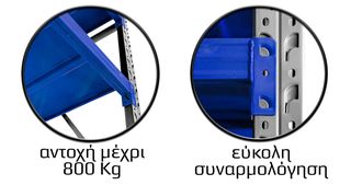 Ράφια Βαρέως Τύπου 250x200x60 Λευκό-Μπλε-thumb-2