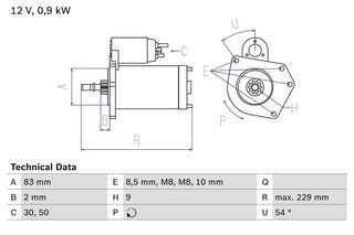 ΜΙΖΑ ΓΝΗΣΙΑ 0101631/0986016790 ΑΝΑΚΑΤΑΣΚΕΥΗ (12V, 0,9kW) )  SEAT AROSA, CORDOBA, CORDOBA VARIO, IBIZA II, INCA; VW LUPO I, POLO, POLO III 1.0/1.4/1.6