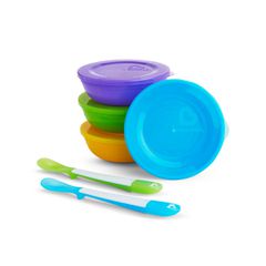 Munchkin Love-A-Bowls Δοχεία Μεταφοράς Φαγητού 4 τεμάχια & Κουτάλια 2 τεμάχια 6m+
