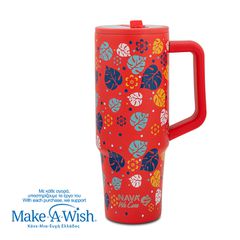 Θερμός tumbler ανοξείδωτο με πλαστικό καλαμάκι "We Care", Aloha 900ml