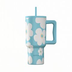 Estia Θερμό Straw Tumbler XL 900ml Save the Aegean Blue Daisy