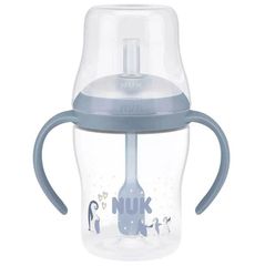 Nuk Perfect Match Εκπαιδευτικό Μπιμπερό Με Καλαμάκι Σιλικόνης & 2 Λαβές 8+m Penguin 150ml