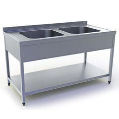 Ανοιχτή Διπλή Λάντζα με 2 Γούρνες 160x70x86 Dominox ALA-167-2G