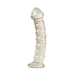 Glass Dildo Sex Toy Golden Ribs 17 cm
