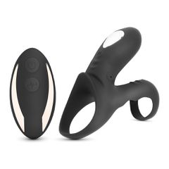 USB Black Silicone Double Cockrings 12 cm