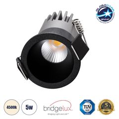 GloboStar® MICRO-S 60238 Χωνευτό LED Spot Downlight TrimLess Φ4cm 5W 650lm 38° AC 220-240V IP20 Φ4 x Υ5.9cm - Στρόγγυλο - Μαύρο - Φυσικό Λευκό 4500K - Bridgelux COB - 5 Years Warranty