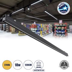 GloboStar® OFFICE 61025 Γραμμικό Φωτιστικό Οροφής Linear LED CCT 18W 2170lm 120° AC 220-240V Μ20 x Π2 x Υ4cm Θερμό Λευκό 2700K - Μαύρο - 3 Years Warranty