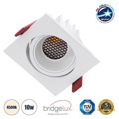 GloboStar® LEO-SQ 60290 Χωνευτό LED Spot Downlight TrimLess Μ8.5xΠ8.5cm 10W 1300lm 38° AC 220-240V IP20 Μ8.5 x Π8.5 x Υ6.6cm - Τετράγωνο - Κινούμενο - Λευκό & Anti-Glare HoneyComb - Φυσικό Λευκό 4500K