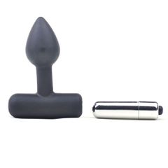Waterproof Black Silicone Vibrating Anal Plug I-thumb-2
