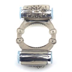 Black Color Dual Vibrators Cock Ring