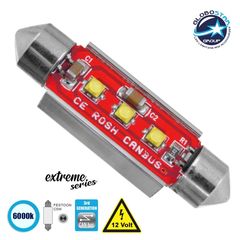 GloboStar® 81327 Λάμπα Αυτοκίνητου 42mm FESTOON - C5W 3rd Generation Can-Bus Extreme Series LED 3 CREE XBD 7.5W 1058lm 120° DC 12V IP20 Ψυχρό Λευκό 6000K