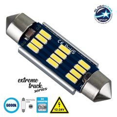 GloboStar® 81331 Λάμπα Αυτοκινήτου & Φορτηγού 42mm FESTOON - C5W 3rd Generation Can-Bus Extreme Truck Series LED 12 SMD 4014 3.6W 540lm 120° DC 12-24V IP20 Ψυχρό Λευκό 6000K