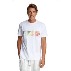 Trussardi Ανδρικό Κοντομάνικο T-shirt 52T00618/1T005381 σε Λευκό Χρώμα με Πολύχρωμο Logo TRSTS6181T_W001