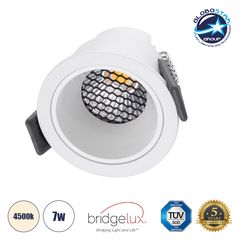 GloboStar® PLUTO-S 60248 Χωνευτό LED Spot Downlight TrimLess Φ6.4cm 7W 910lm 38° AC 220-240V IP20 Φ6.4 x Υ4.9cm - Στρόγγυλο - Λευκό & Anti-Glare HoneyComb - Φυσικό Λευκό 4500K - Bridgelux COB - 5 Year