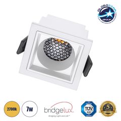 GloboStar® PLUTO-S 60267 Χωνευτό LED Spot Downlight TrimLess Μ6.4xΠ6.4cm 7W 875lm 38° AC 220-240V IP20 Μ6.4 x Π6.4 x Υ4.9cm - Τετράγωνο - Λευκό & Anti-Glare HoneyComb - Θερμό Λευκό 2700K - Bridgelux C