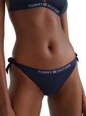 Γυναικείο Μαγιό Tommy Hilfiger Logo Slip Δετό Cheeky Side Tie Μπλε Σκούρο