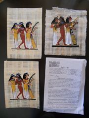 Τρία παπυράκια ζωγραφισμένα στο χέρι, με μοτίβα αρχαίας Αιγύπτου