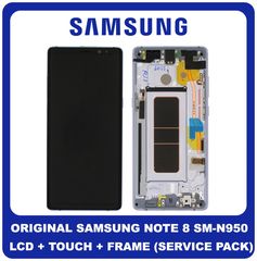 Γνήσια Original Samsung Galaxy Note 8 2017 (SM-N950F, SM-N950U) Super Amoled LCD Display Screen Οθόνη + Touch Screen Digitizer Μηχανισμός Αφής+ Frame Bezel Πλαίσιο Violet Gray Μώβ Γκρι GH97-21065C (Se