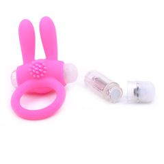 Silicone Pink Rabbit Vibrating Cock Ring-thumb-2