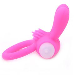 Silicone Pink Rabbit Vibrating Cock Ring-thumb-1