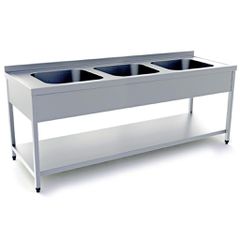 Ανοιχτή Τριπλή Λάντζα με 3 Γούρνες 200x70x86 Dominox ALA-207-3G