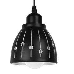 GloboStar® HUNTON 01476 Μοντέρνο Κρεμαστό Φωτιστικό Οροφής Μονόφωτο Μεταλλικό Μαύρο Λευκό Καμπάνα Φ13 x Υ14cm