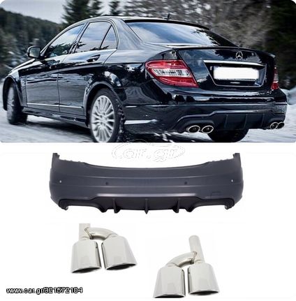 ΠΡΟΦΥΛΑΚΤΗΡΑΣ ΠΙΣΩ - ΜΠΟΥΚΕΣ MERCEDES C-Class W204 (07-14) Facelift C63 AMG Design and Exhaust Muffler Tips