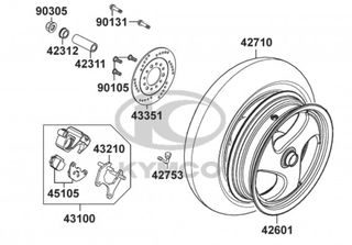 Τροχός Πίσω Κόκκινος Kymco Supe-r 9 50S 2006 - 2007 42601-KFC8-900-R6A