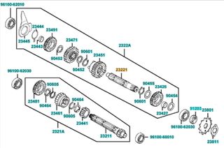 Αξονας Γραναζιού Κίνησης Kymco Nexxon.125 2007 - 2007 23221-LCA7-C10