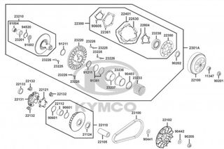 Φυγοκεντρικό Κομπλέ Kymco X-citing R 500i Mmc 2009 - 2009 2301A-LDG7-900