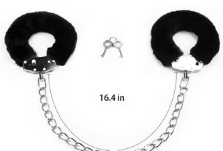Black Fluffy Leg Cuffs-thumb-2