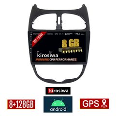 KIROSIWA 8GB + 128GB PEUGEOT 206 (1998 - 2006) Android οθόνη αυτοκίνητου με GPS WI-FI (ηχοσύστημα αφής 9" ιντσών OEM Youtube Playstore MP3 USB Radio Bluetooth Mirrorlink DSP Apple Carplay Android