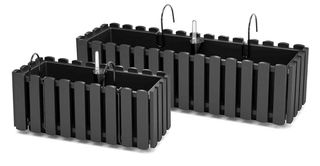 PROSPERPLAST Γλάστρα Boardee Fence W Ανθρακί 58x18x16,2cm DDEF600W-S433