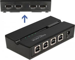 DeLock USB 2.0 switch 4x USB Type B σε 4x USB, με μαγνήτη, μαύρο - (11494)