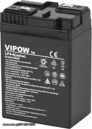 Vipow Μπαταρία μολύβδου GEL 6V 4Ah 70x48x100mm - (BAT0204)