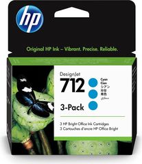 HP Μελάνι Inkjet No.712 Cyan 3-Pack - (3ED77A)