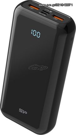 Silicon Power power bank QS28, 20000mAh, 2x USB & USB Type-C, 18W, μαύρο - (SP20KMAPBKQS280K)