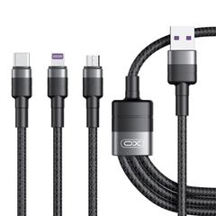 XO Braided USB to Lightning / Type-C / micro USB Cable Μαύρο 1.2m (NB-Q191)