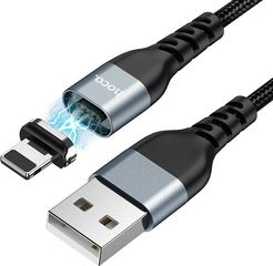 Hoco Καλώδιο σύνδεσης Magnetic USB σε Lightning 2.4A με Μαγνητικό Αποσπώμενο Βύσμα Μεταλλικό Μαύρο1.2μ - (U96 Traveller)