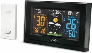 LIFE TUNDRA CURVED WEATHER STATION WITH ADAPTOR, WIRELESS OUTDOOR SENSOR, CLOCK & ALARM - (221-0120)