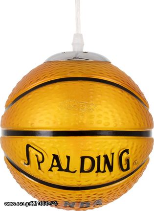 GloboStar SPALDING NBA Μοντέρνο Κρεμαστό Παιδικό Φωτιστικό Οροφής Μονόφωτο 1 x E27 Πορτοκαλί Γυάλινο Φ18 x Υ18cm - (00645)