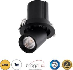 GloboStar VIRGO-S Χωνευτό LED Spot Downlight TrimLess Φ9cm 7W 875lm 36° AC 220-240V IP20 Φ9cm x Υ9cm - Στρόγγυλο - Μαύρο - Θερμό Λευκό 2700K - Bridgelux COB - 5 Years Warranty - (60305)