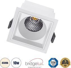 GloboStar PLUTO-M Χωνευτό Led Spot Downlight Trimless Μ8.4xΠ8.4cm 10W 1300lm 38° Ac 220-240V IP20 Μ8.4 x Π8.4 x Υ5.9cm - Τετράγωνο - Λευκό & Anti-Glare Honeycomb - Φυσικό Λευκό 4500K - Bridgelux Cob -