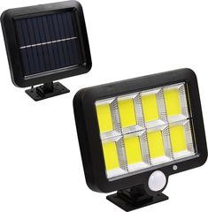 GloboStar Αυτόνομος Ηλιακός Προβολέας LED 160 8 x COB 40W 2000lm με Ενσωματωμένη Μπαταρία 2400mAh - Φωτοβολταϊκό Πάνελ με Αισθητήρα Ημέρας-Νύχτας - PIR Αισθητήρα Κίνησης Αδιάβροχο IP65 Ψυχρό Λευκό 600