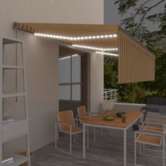 vidaXL Τέντα Συρόμενη Χειροκίνητη με Σκίαστρο Κίτρινο/Λευκό 6x3 μ.