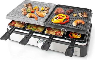 Nedis FCRA300FBK8 Gourmet / Raclette Grill/Stone 8 Persons Temperature Setting Non Stick Coating Rec