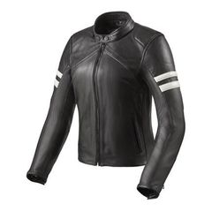 ΓΥΝΑΙΚΕΙΟ ΜΠΟΥΦΑΝ ΔΕΡΜΑΤΙΝΟ MERIDIAN LADIES JACKET BLACK/WHITE FJL106| REV'IT