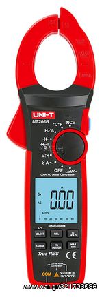 UNI-T πολύμετρο & αμπεροτσιμπίδα UT206B, 1000A AC/DC, NCV, True RMS